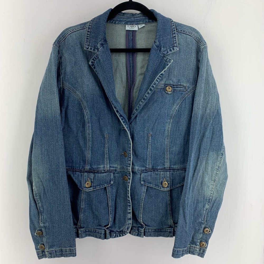 Chore Coat Jacket Utility Jean Field Jacket Transitional Fall Cato Women 14 16W